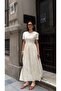 Embroidered Floral Lined Dress - Ecru Ecru
