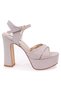 Dza07-337350 Gold Glittery Cross Strap Platform Heeled Women's Shoes - 2