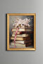 Cherry Blossoms on Books - Vintage Patterned Frame - Thin Model