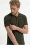 Men's Non-Shrink Cotton Fabric Regular Fit Khaki Non-Curling Polo Collar T-Shirt - 2