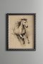 Running Horse Sketch Drawing - Vintage Patterned Frame - Fine Model