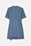 Women's Indigo Double Breasted Tie-Up Mini Jean Dress - 2