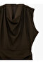 Viscose Blend Draped Sleeveless Notched Collar Mini Dress - 6