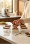 Set of 6 Glass Breakfast Cappuccino Color Transparent Storage Containers with Lids 425 Cc - 6