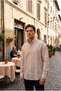 Men's Beige Striped Long Sleeve Shirt Ls-13043 - 4