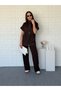 Shirt with short sleeves and drawstring detail in parachute modal - coffee - 7
