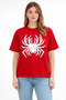 Spider Print T-Shirt Short Sleeve Crew Neck T-Shirt - Red - 2