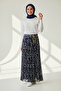 Women's Pleated Patterned Gypsy Skirt with Elastic Waist and Sleeves - 2