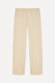 Men's Beige Straight Fit Tie-Waist Trousers - 2