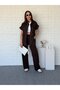 Shirt with short sleeves and drawstring detail in parachute modal - coffee
