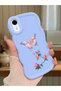 iPhone Xr Compatible Shockproof Simple Blue Silicone Phone Case Butterfly Pattern