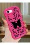 iPhone 6S Plus Compatible Shockproof Simple Red Silicone Phone Case Cover Butterfly Pattern