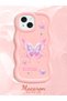 iPhone 14 Compatible Shockproof Simple Pink Silicone Phone Case Butterfly Pattern - 2