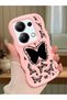 Redmi Note 13 Pro 4g Compatible Shockproof Simple Pink Silicone Phone Case Butterfly Pattern