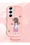 Simple Pink Silicone Phone Case for Tecno Camon 40 Pro 5g Compatible Shockproof Cover Girl Pattern - 2