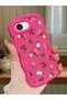 iPhone 17E Compatible Shockproof Simple Red Silicone Phone Case Flower Pattern