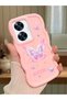 Realme C55 Compatible Shockproof Simple Pink Silicone Phone Case Butterfly Pattern