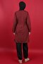 Flat Parachute Fully Covered Hijab Swimsuit Burgundy 3-Piece Water Repellent Quick Drying Set - 2
