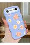 Tecno Spark Slim Compatible Shockproof Simple Blue Silicone Phone Case Flower Pattern