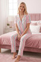 Star and Heart Patterned Colorful Striped Buttoned Short Sleeve Pajama Set 4592 - 3