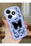 Tecno Spark 20C Compatible Shockproof Simple Blue Silicone Phone Case Butterfly Pattern