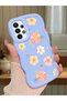Samsung Galaxy A23 Compatible Shockproof Simple Blue Silicone Phone Case Cover Flower Pattern
