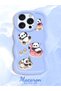 Simple Blue Silicone Phone Case Panda Pattern Compatible with iPhone 14 Pro Max Shockproof