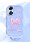 Oppo A60 Compatible Shockproof Simple Blue Silicone Phone Case Butterfly Pattern - 2