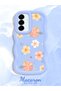 Samsung Galaxy A36 5g Compatible Shockproof Simple Blue Silicone Phone Case Cover Flower Pattern - 3