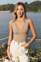 Wide Strap V-Neck Tank Top T-Shirt-Blouse - 4