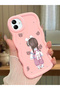 Samsung Galaxy M13 Compatible Shockproof Simple Pink Silicone Phone Case Girl Pattern