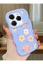 Tecno Spark 20 Pro Compatible Shockproof Simple Blue Silicone Phone Case Flower Pattern