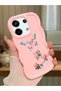 Redmi Note 13 Pro 5g Compatible Shockproof Simple Pink Silicone Phone Case Butterfly Pattern