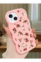 iPhone 14 Plus Compatible Shockproof Simple Pink Silicone Phone Case Flower Pattern