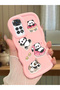 Simple Pink Silicone Phone Case Panda Pattern Compatible with Redmi Note 11 Shockproof - 2