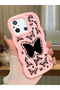 Poco C55 Compatible Shockproof Simple Pink Silicone Phone Case Butterfly Pattern