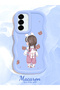 Samsung Galaxy A56 Compatible Shockproof Simple Blue Silicone Phone Case Girl Pattern - 2