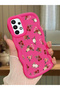 Samsung Galaxy A73 Compatible Shockproof Simple Red Silicone Phone Case Cover Flower Pattern