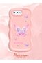 iPhone 8 Plus Compatible Shockproof Simple Pink Silicone Phone Case Butterfly Pattern - 2
