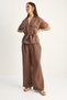 Women's Cocoa Adjustable Waist Detailed Short Sleeve Vest Elastic Waist Trouser Suit 7572 60286192 - 4