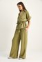 Women's Green Adjustable Waist Detailed Short Sleeve Vest Elastic Waist Trouser Suit 7572 60286192 - 3