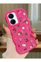 Vivo Y16 Compatible Shockproof Simple Red Silicone Phone Case Cover Flower Pattern