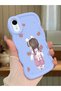iPhone Xr Compatible Shockproof Simple Blue Silicone Phone Case Girl Pattern
