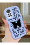 Redmi Note 11 Compatible Shockproof Simple Blue Silicone Phone Case Butterfly Pattern