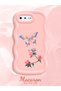 iPhone 8 Plus Compatible Shockproof Simple Pink Silicone Phone Case Butterfly Pattern - 2