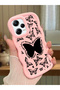 Redmi Note 12 Pro 5g Compatible Shockproof Simple Pink Silicone Phone Case Butterfly Pattern