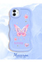 Samsung Galaxy M13 Compatible Shockproof Simple Blue Silicone Phone Case Butterfly Pattern - 2