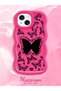 iPhone 15 Compatible Shockproof Simple Red Silicone Phone Case Butterfly Pattern - 2