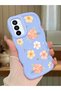 Samsung Galaxy M23 Compatible Shockproof Simple Blue Silicone Phone Case Flower Pattern
