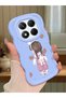 For Xiaomi Redmi Note 14 Pro 4g Compatible Shockproof Simple Blue Silicone Phone Case Girl Pattern